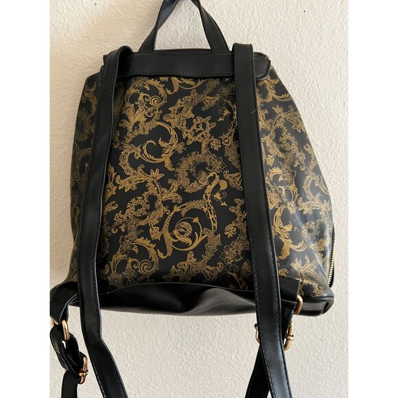 Versace Parfums Backpack Black Gold Adjustable Straps & Zip Pockets Vegan Faux L - Picture 11 of 15